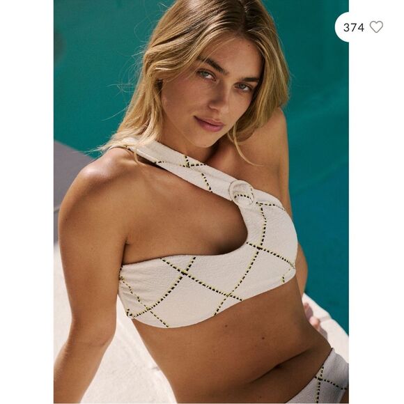 Free People x Devon Windsor Melissa Bikini Top Black FP Beach Size Large NWT - Picture 6 of 13